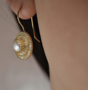 925 Silber Echte Perlen Ohrringe - Zirkonia - 14k Gold - Brautschmuck - Perlenschmuck set Schmucksets für Hochzeiten - Handmade Geschenkidee